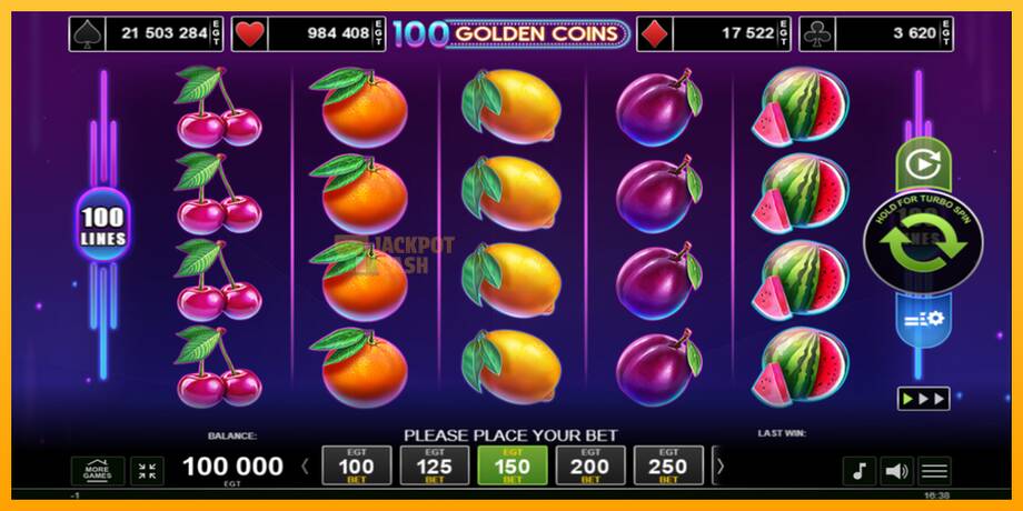 100 Golden Coins машина за игри за пари, слика 1