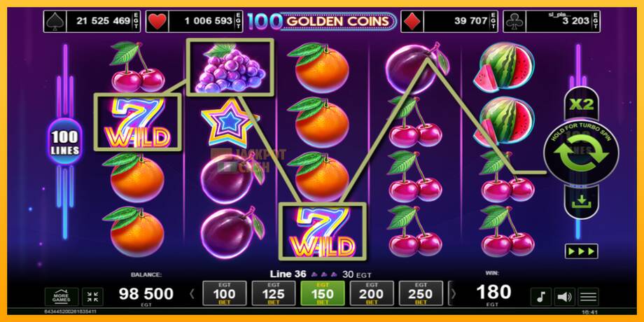 100 Golden Coins машина за игри за пари, слика 3