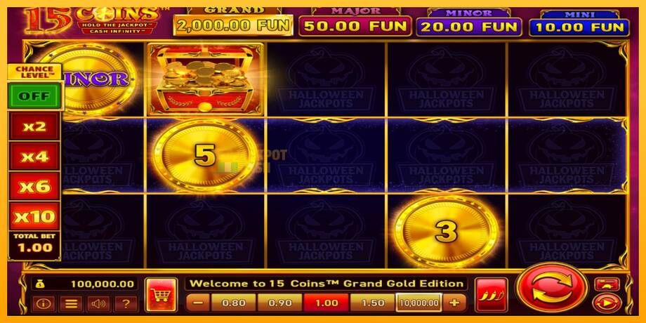 15 Coins Grand Gold Edition Halloween Jackpot машина за игри за пари, слика 1