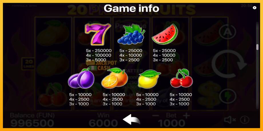 20 Prime Fruits машина за игри за пари, слика 6