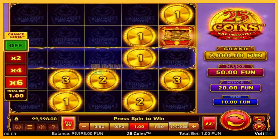 25 Coins Halloween Jackpots машина за игри за пари, слика 2