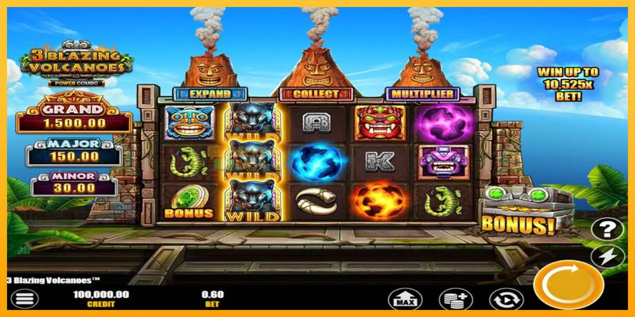 3 Blazing Volcanoes Power Combo машина за игри за пари, слика 1