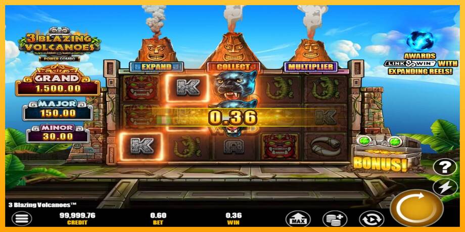 3 Blazing Volcanoes Power Combo машина за игри за пари, слика 2