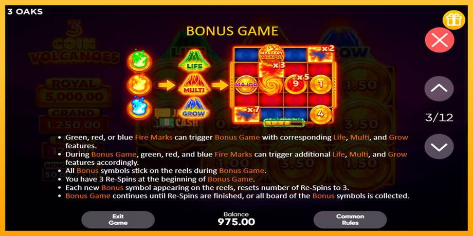 3 Coin Volcanoes машина за игри за пари, слика 7