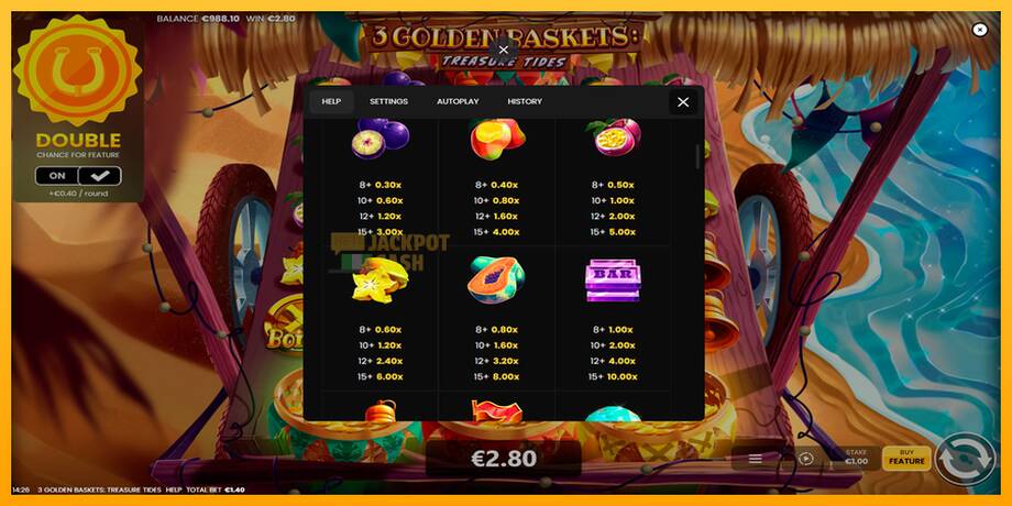 3 Golden Baskets: Treasure Tides машина за игри за пари, слика 7