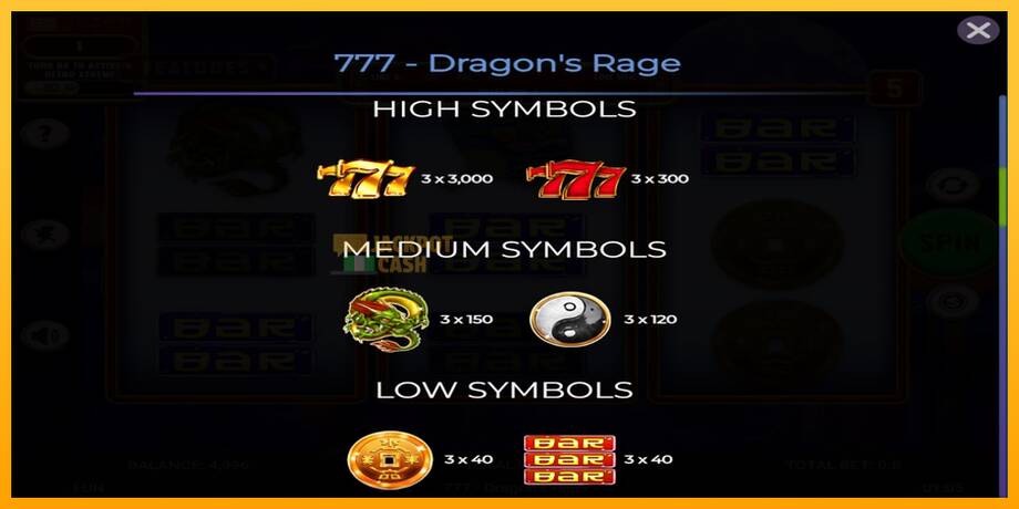 777 - Dragons Rage машина за игри за пари, слика 5