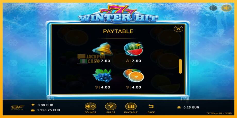 777 Winter Hit машина за игри за пари, слика 4