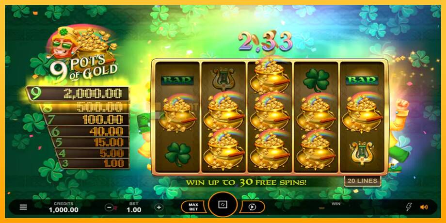 9 Pots of Gold Land & Win машина за игри за пари, слика 5