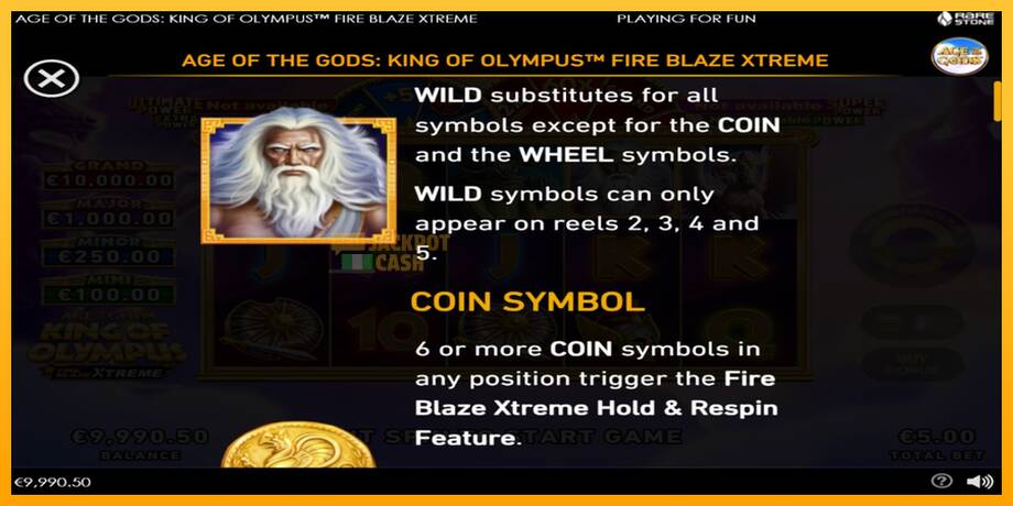 Age of the Gods: King of Olympus Fire Blaze Xtreme машина за игри за пари, слика 4