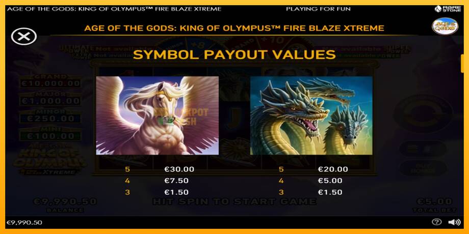 Age of the Gods: King of Olympus Fire Blaze Xtreme машина за игри за пари, слика 6