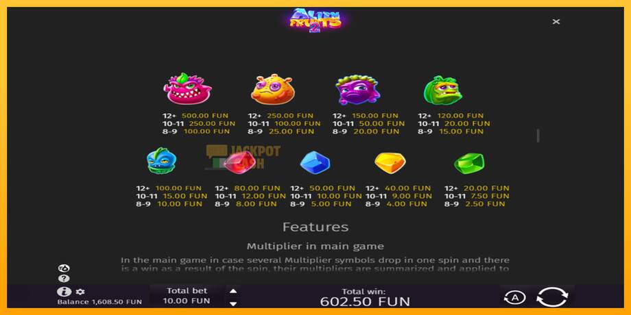 Alien Fruits 2 машина за игри за пари, слика 6