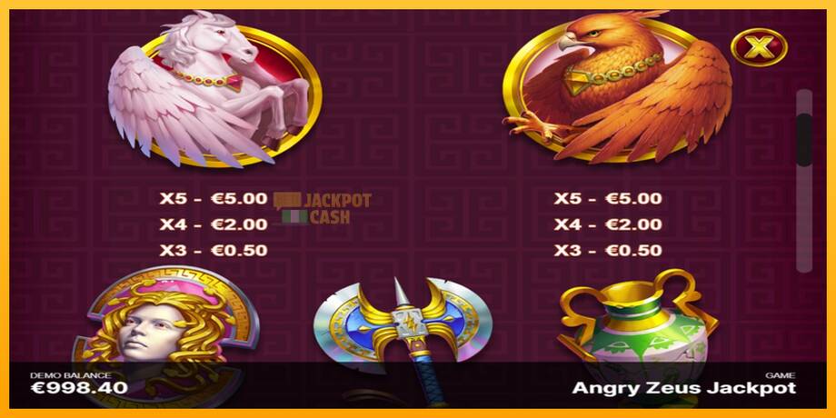 Angry Zeus Jackpot машина за игри за пари, слика 5