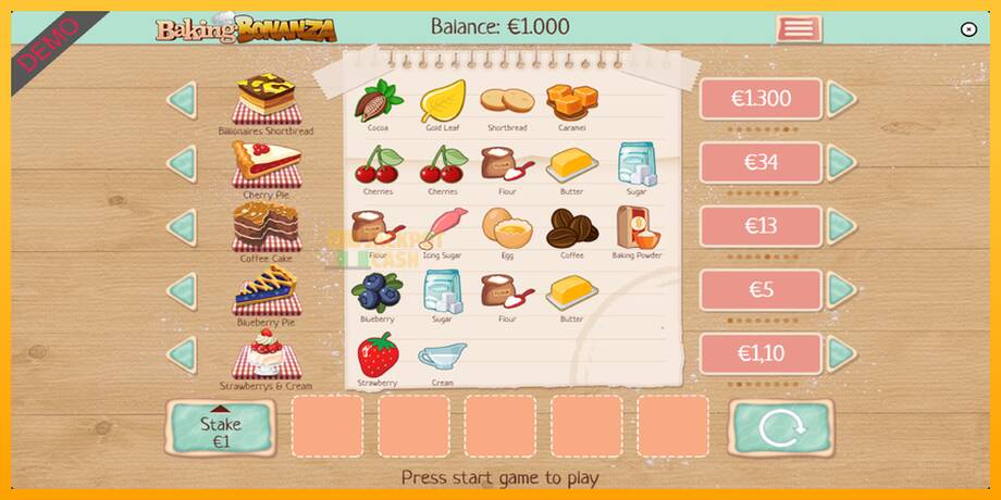 Baking Bonanza машина за игри за пари, слика 2