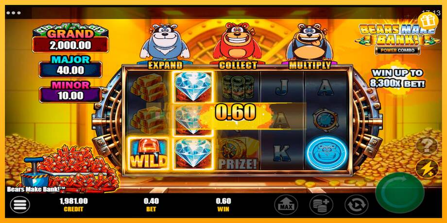 Bears Make Bank! Power Combo машина за игри за пари, слика 2