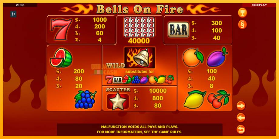 Bells on Fire машина за игри за пари, слика 8