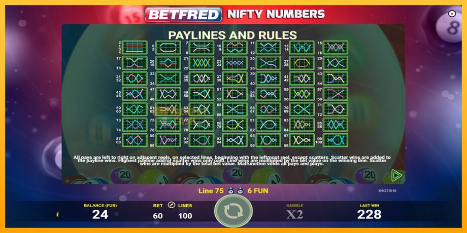 Betfred Nifty Numbers машина за игри за пари, слика 7