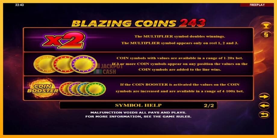 Blazing Coins 243 машина за игри за пари, слика 6