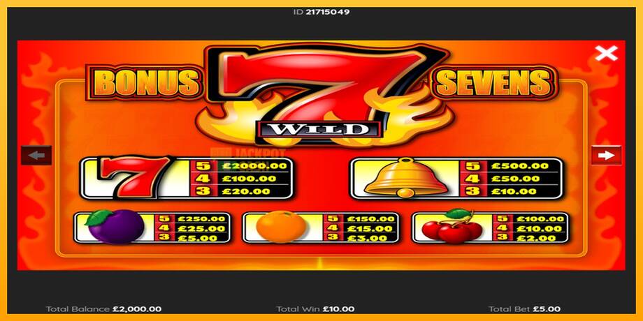 Bonus Sevens Wild машина за игри за пари, слика 3