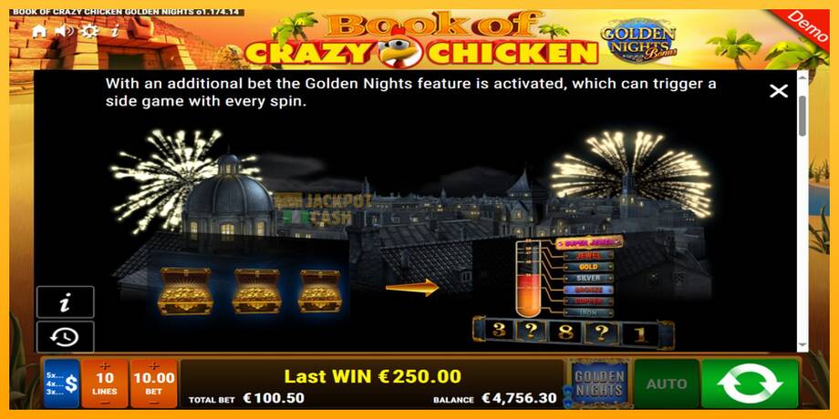 Book of Crazy Chicken Golden Nights машина за игри за пари, слика 6