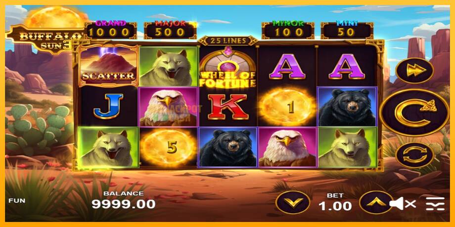 Buffalos Sun 3 машина за игри за пари, слика 2