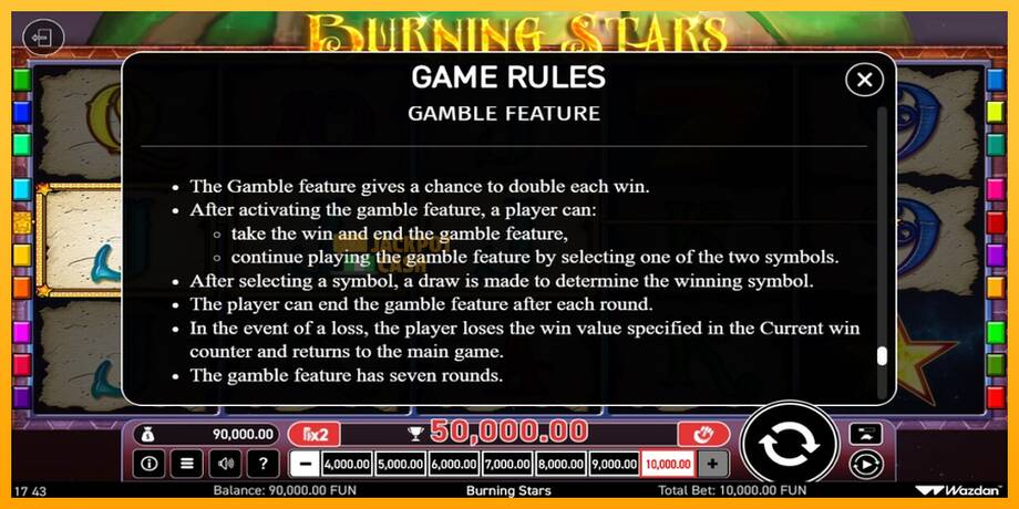 Burning Stars машина за игри за пари, слика 4