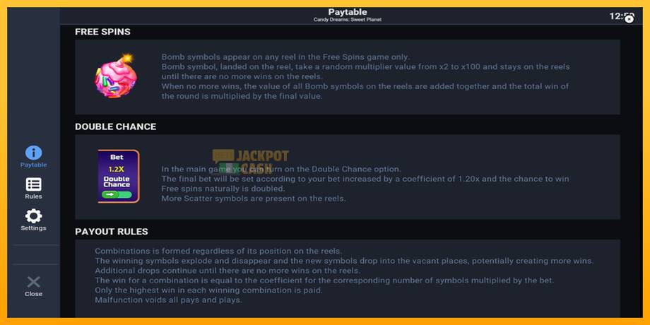 Candy Dreams Sweet Planet машина за игри за пари, слика 7