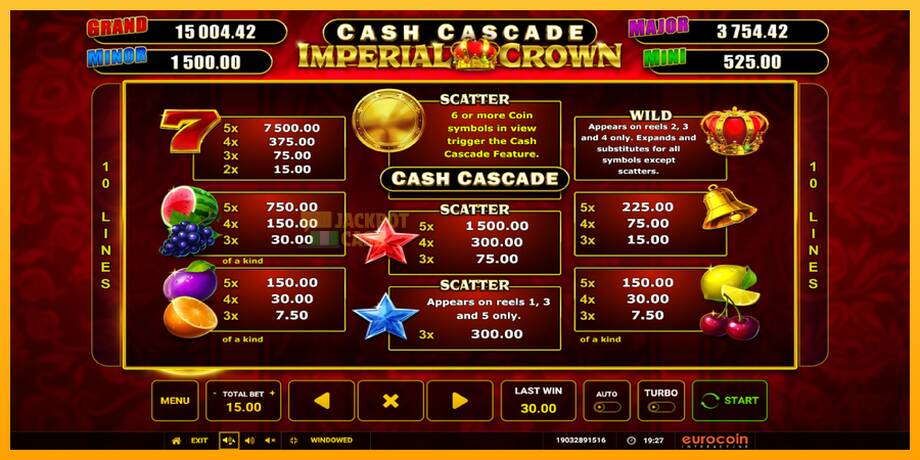 Cash Cascade Imperial Crown машина за игри за пари, слика 5