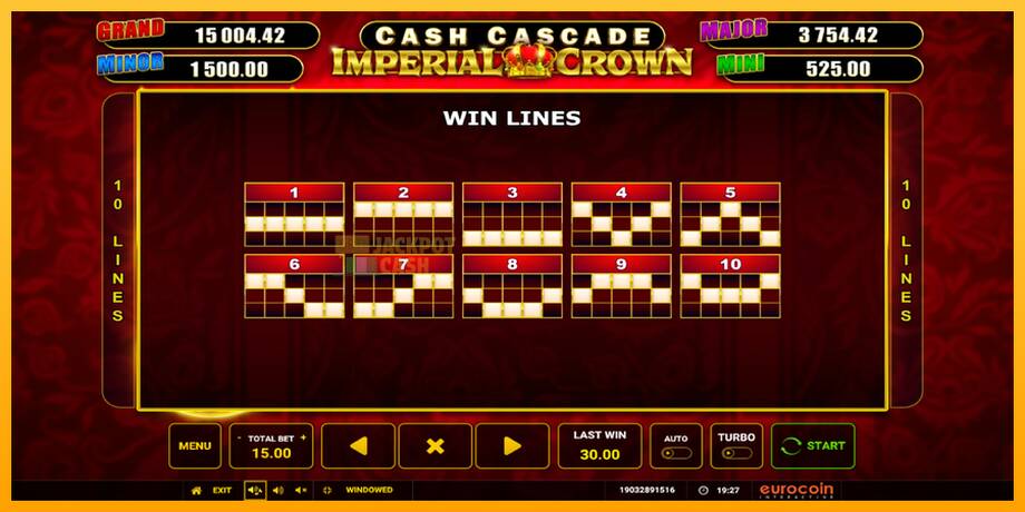 Cash Cascade Imperial Crown машина за игри за пари, слика 6