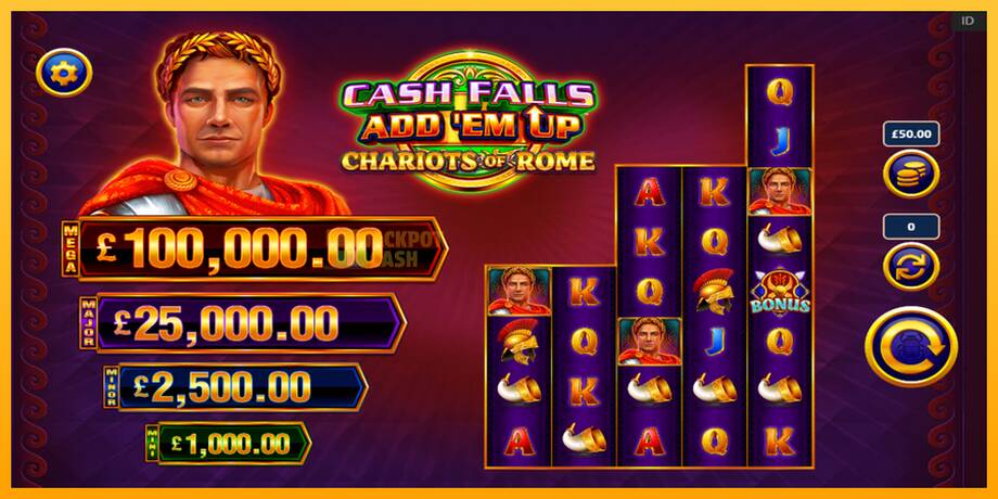 Cash Falls: Add Em Up Chariots of Rome машина за игри за пари, слика 2