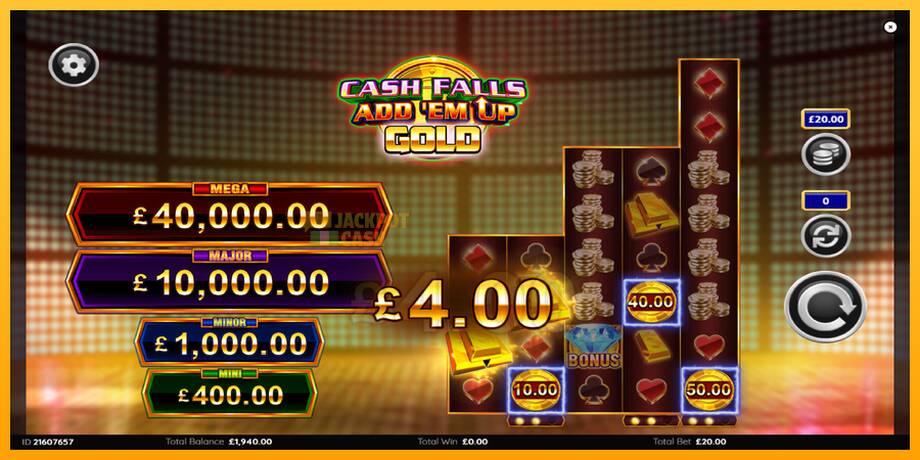 Cash Falls: Add Em Up Gold машина за игри за пари, слика 3