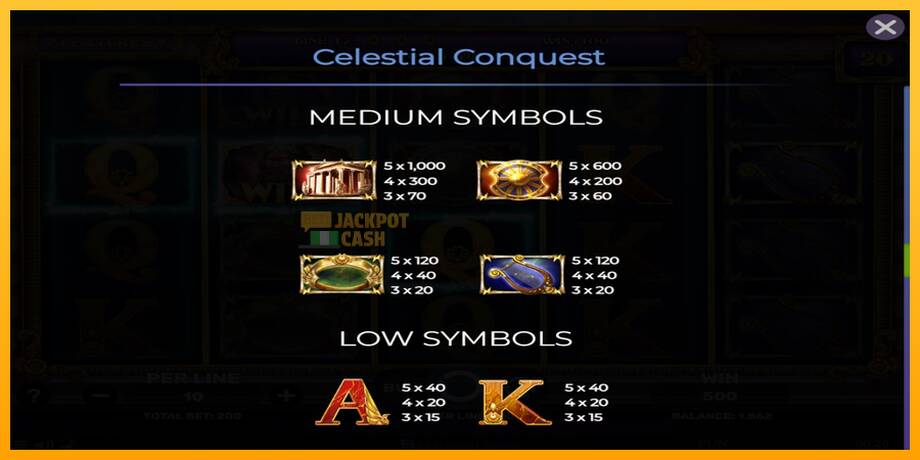 Celestial Conquest машина за игри за пари, слика 6