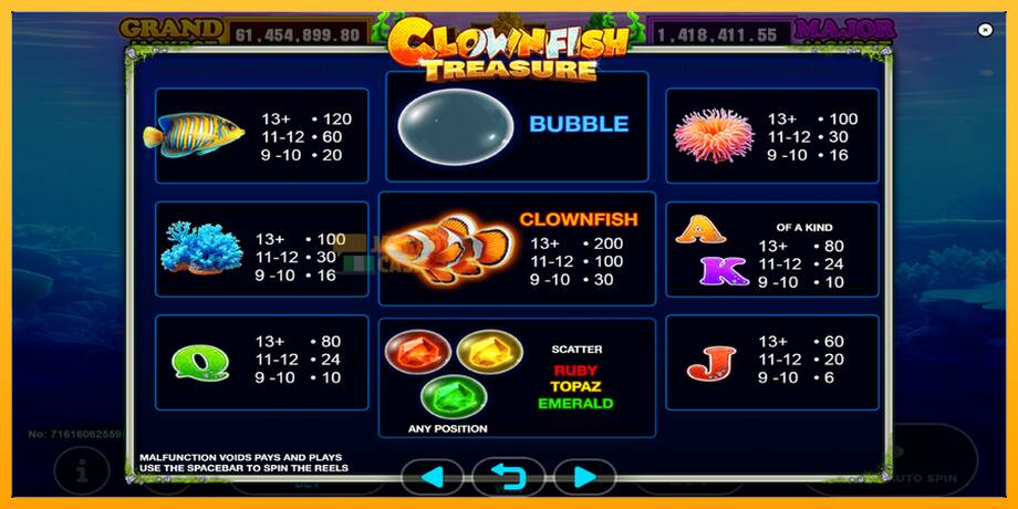 Clown Fish Treasure машина за игри за пари, слика 5