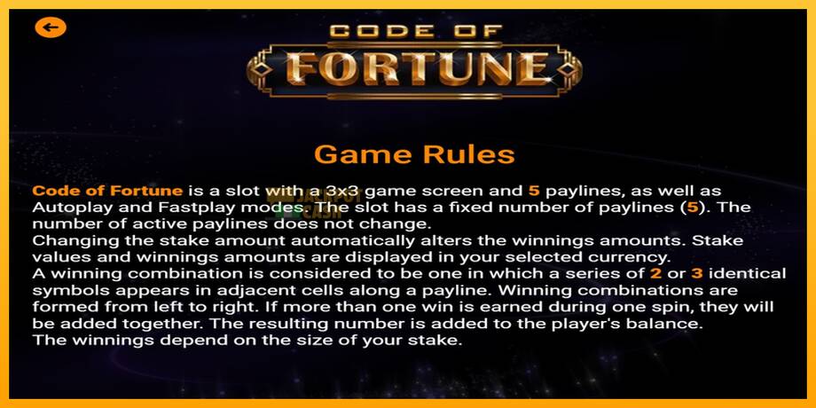 Code of Fortune машина за игри за пари, слика 4