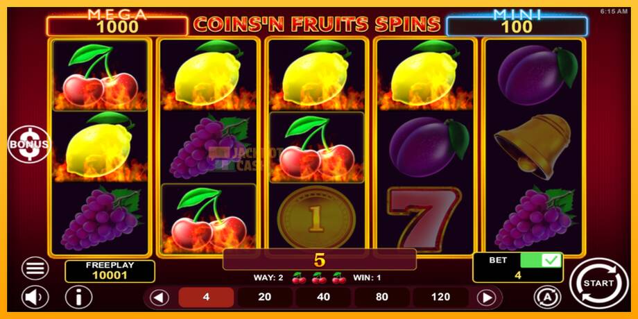 Coinsn Fruits Spins машина за игри за пари, слика 3