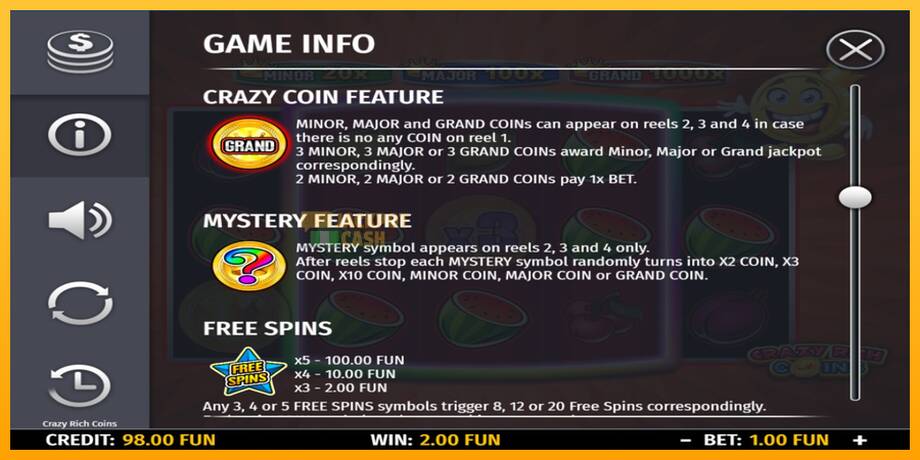 Crazy Rich Coins машина за игри за пари, слика 5