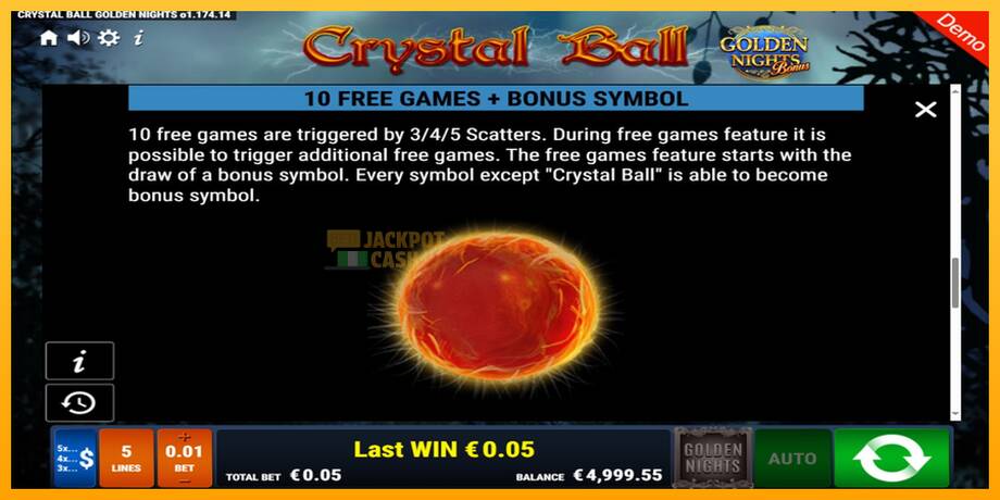 Crystal Ball Golden Nights машина за игри за пари, слика 5