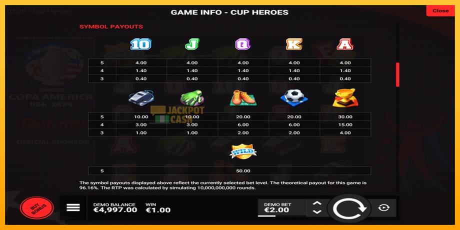 Cup Heroes машина за игри за пари, слика 5