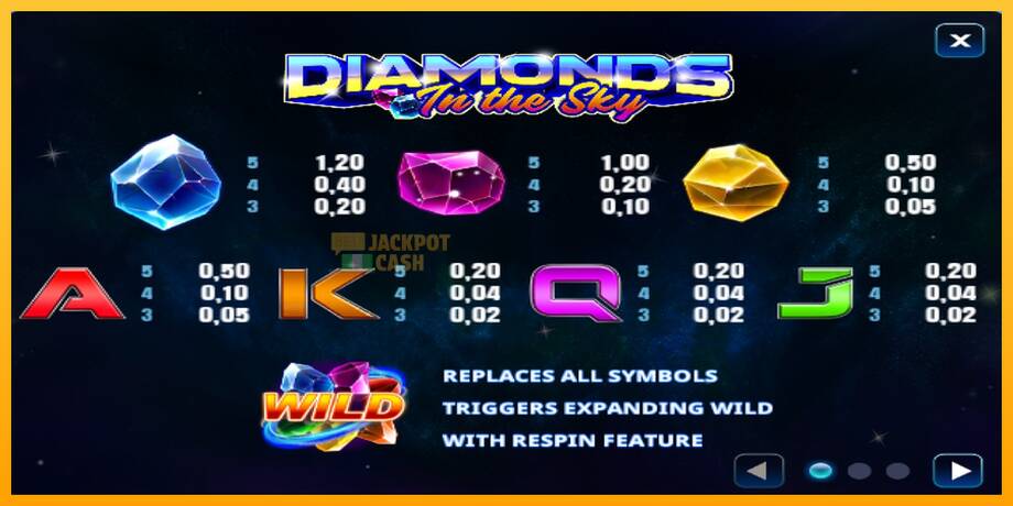 Diamonds In The Sky машина за игри за пари, слика 4