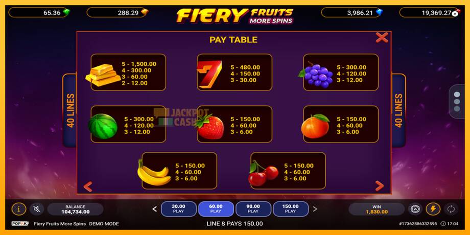 Fiery Fruits More Spins машина за игри за пари, слика 5