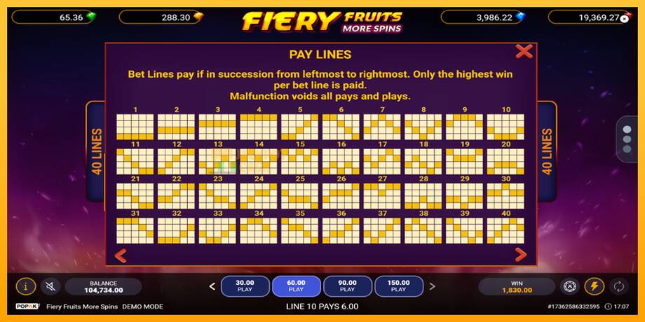 Fiery Fruits More Spins машина за игри за пари, слика 7