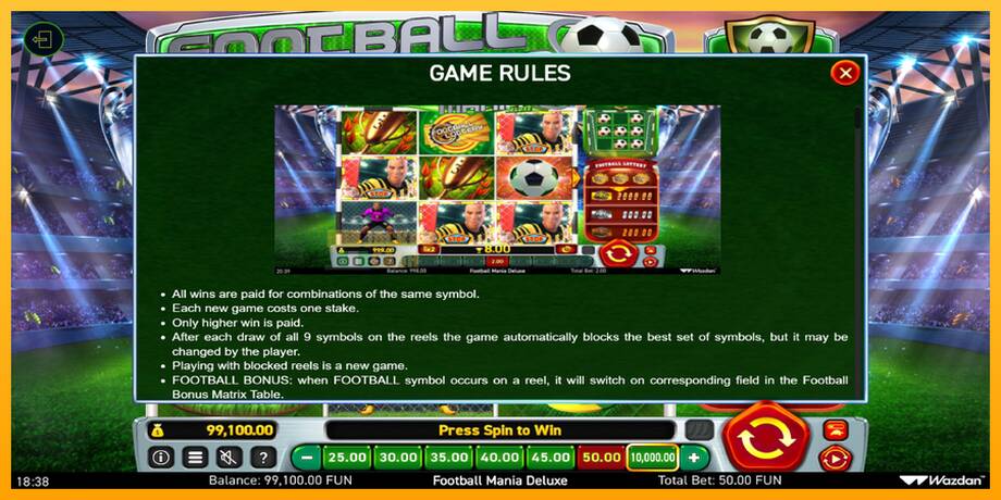 Football Mania Deluxe машина за игри за пари, слика 6