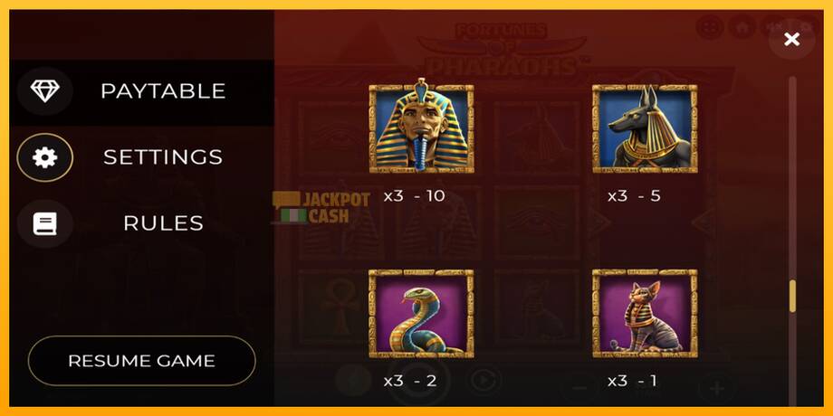 Fortunes of Pharaohs машина за игри за пари, слика 6