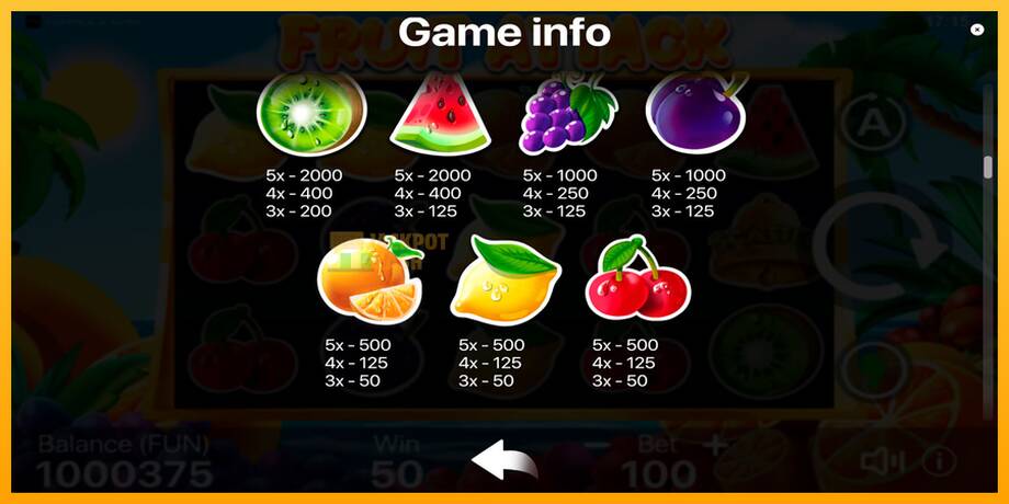 Fruit Attack машина за игри за пари, слика 6