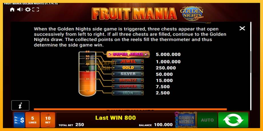 Fruit Mania Golden Nights машина за игри за пари, слика 6