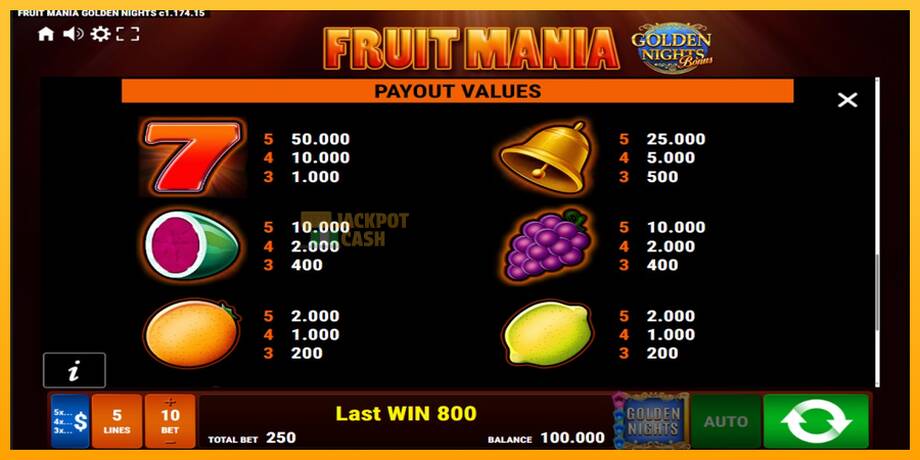 Fruit Mania Golden Nights машина за игри за пари, слика 7