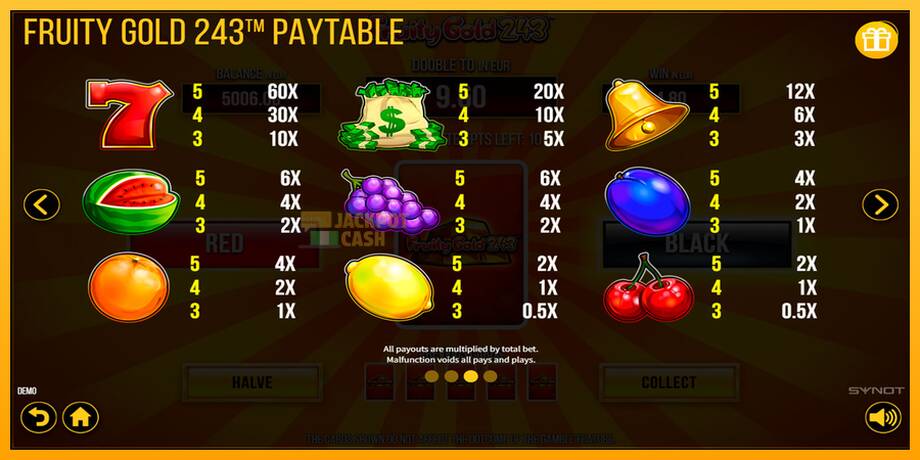 Fruity Gold 243 машина за игри за пари, слика 7