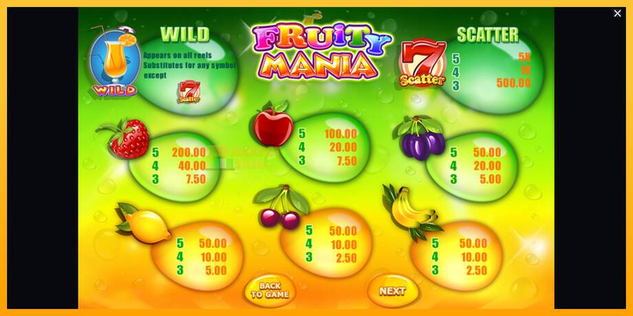 Fruity Mania машина за игри за пари, слика 6