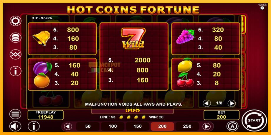 Hot Coins Fortune машина за игри за пари, слика 5