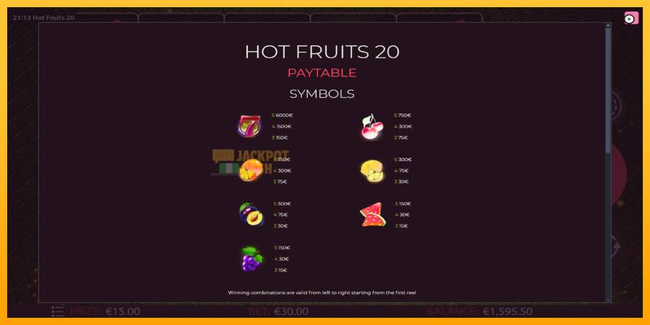 Hot Fruits 20 машина за игри за пари, слика 5