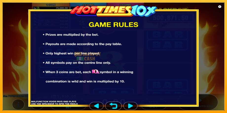 Hot Times 10x машина за игри за пари, слика 6